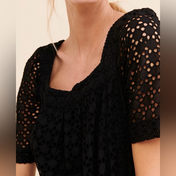 Anthropologie Maeve Josette Eyelet Black Midi Dress - Picture 2 of 16